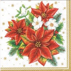Serwetka do decoupage -237- Gwiazda Betlejemska / białe tło